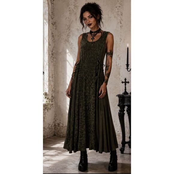 Magic Dresses & Skirts - Magic One size green gothic corset pagan embroidery whimsical renaissance dress